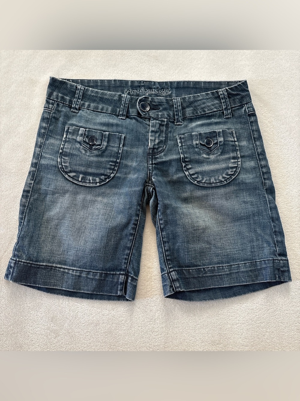 Y2K Vintage American Eagle Denim Bermuda Cargo Shorts Size 2/2